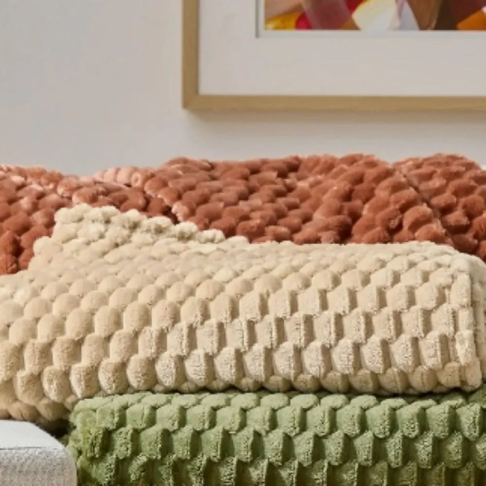 Better Homes and Gardens Papryus Beige Bubble Luxurious Throw Blanket
